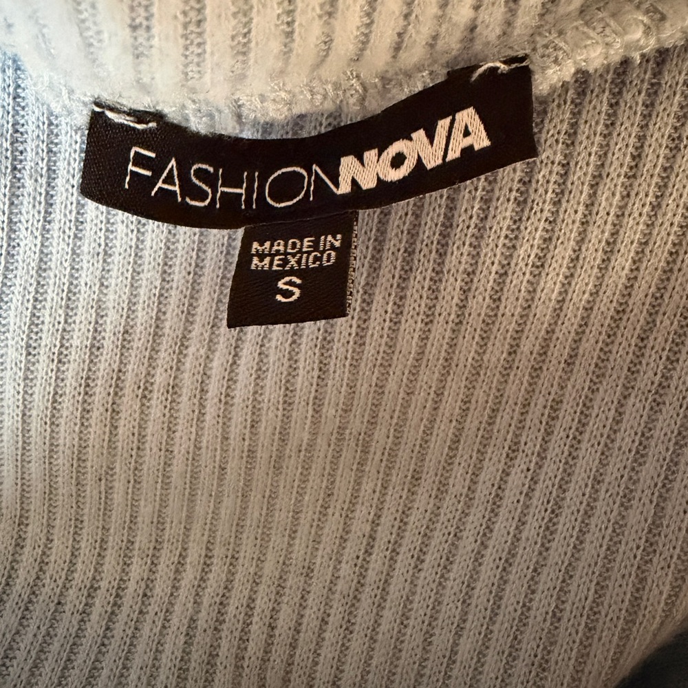 Fashion Nova Sky Blue Off-Shoulder Sweater - Picture 6 of 6